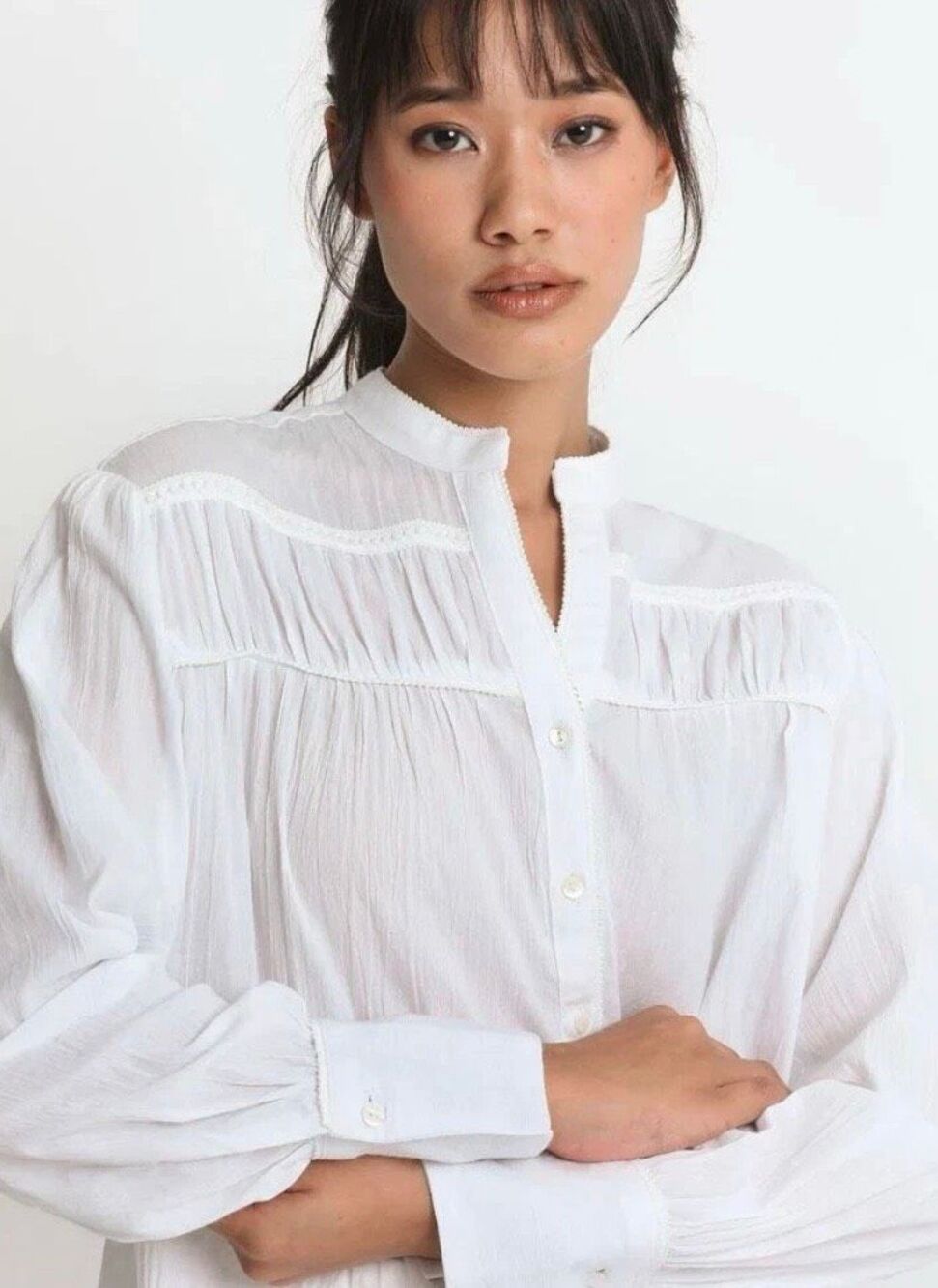 Nili Lotan White Flowy Blouse large